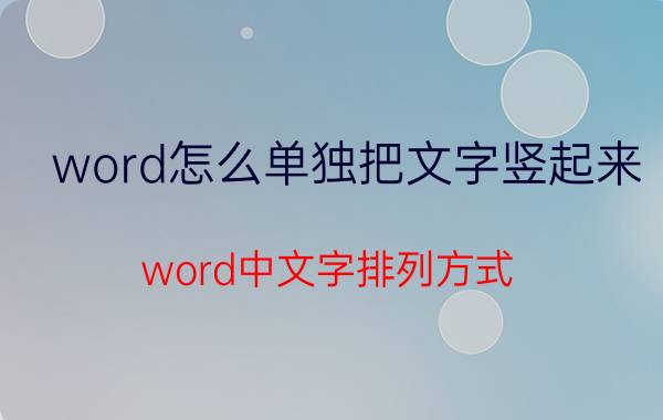 word怎么单独把文字竖起来 word中文字排列方式？